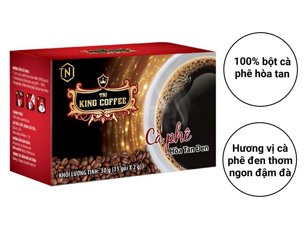 King coffee hòa tan đen 2g - Hộp 15 sachets