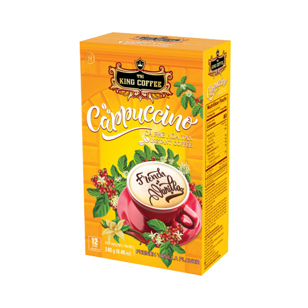 King Coffee Cappuccino French Vanilla-Box 12 sticks (E/V)