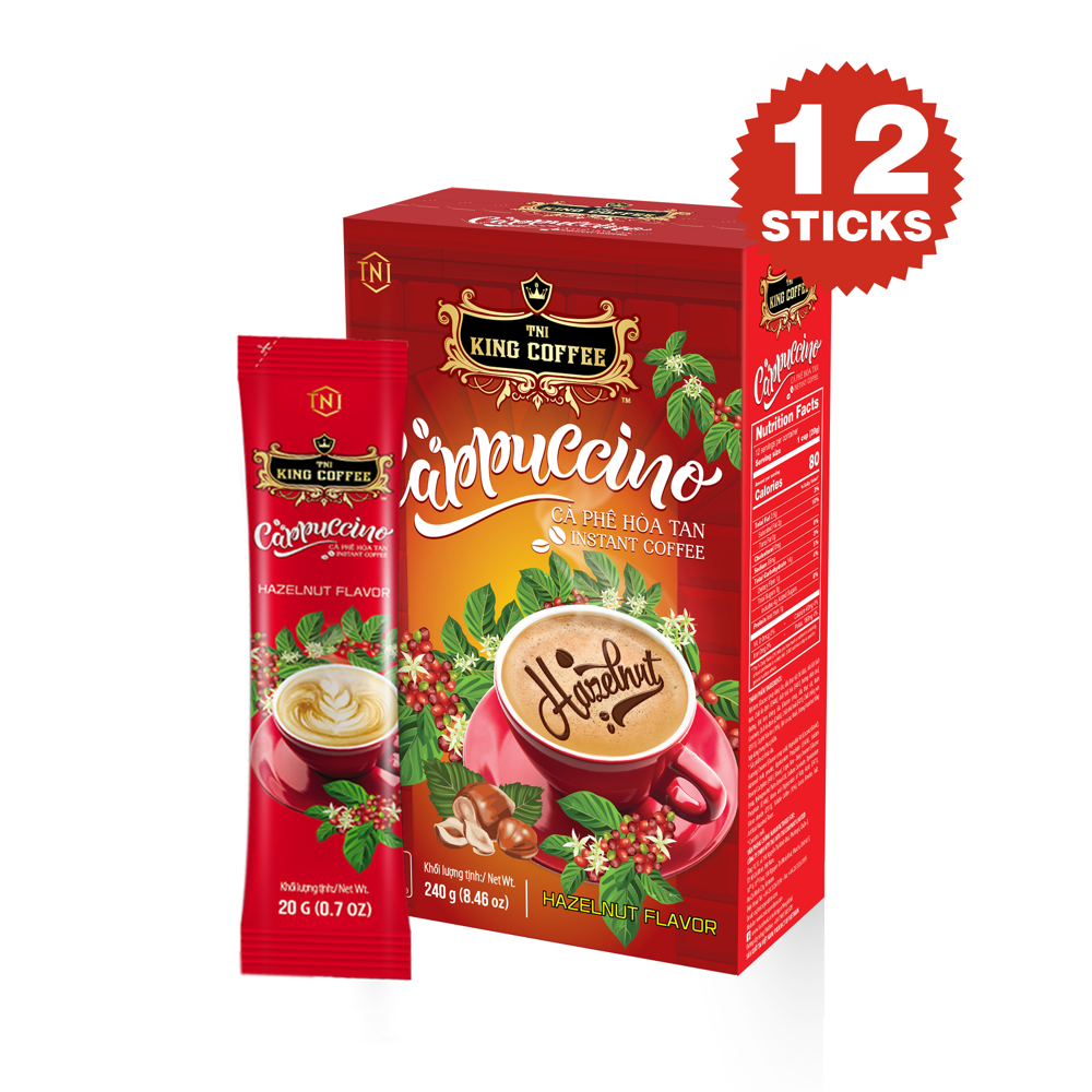 King Coffee Cappuccino Hazelnut-Box 12 sticks (E/V)