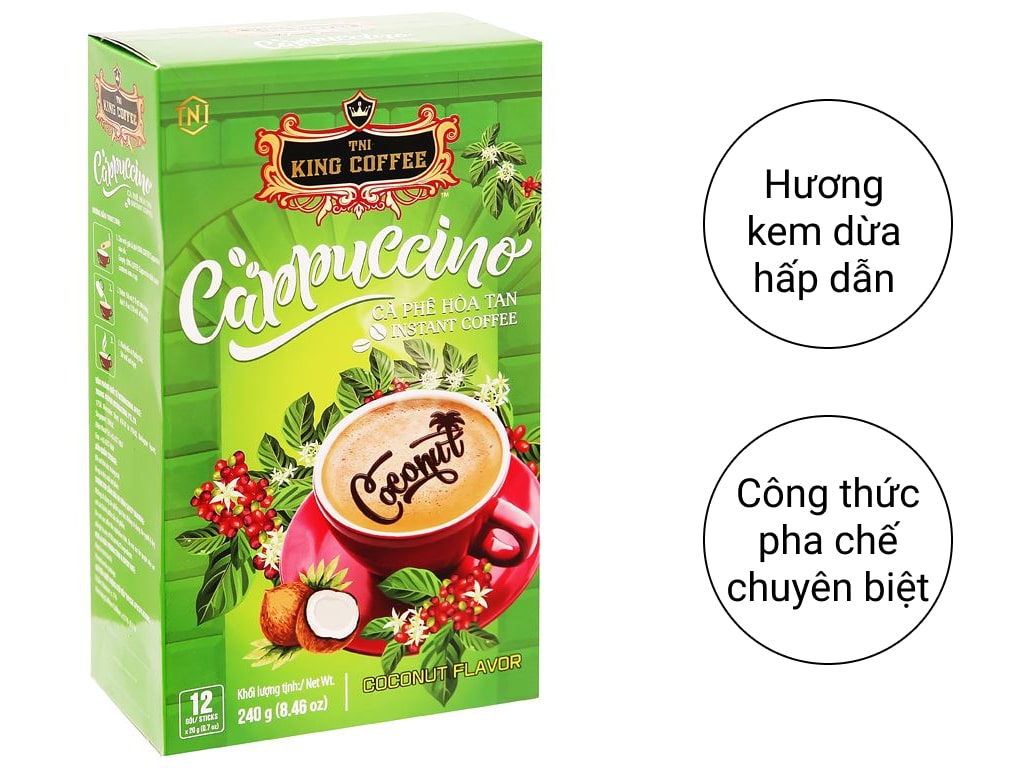 King Coffee Cappuccino Coconut-Box 12 sticks (E/V)