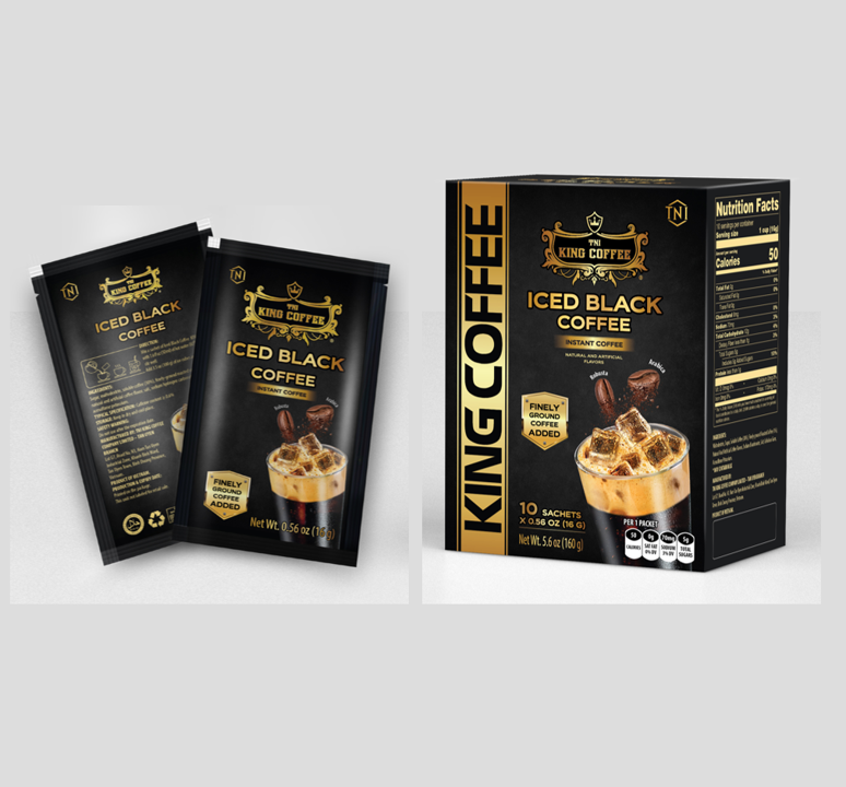KING COFFEE Iced Black instant coffee – Box 160g (10 sachets x 16g) EE