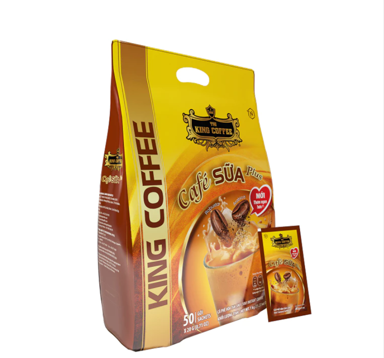 KING COFFEE - Túi 50 sachets (50x20g) Café SỮA Plus _VE ( Hàng PLUS )